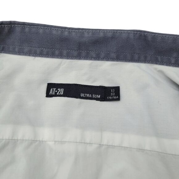 2/$20Top Fashion Grey & White Buttons Down Shirt Slim Fit Size: Small - Picture 6 of 6